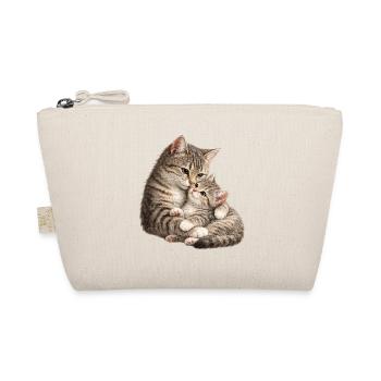 Mom cat cuddles with her sweet cute kitten - Organic Pouch - nature - Front