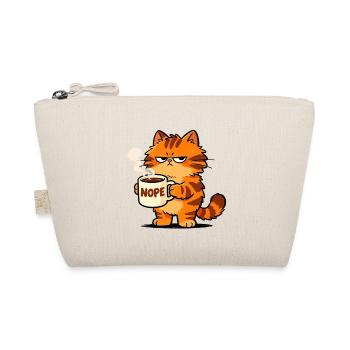 Mürrische Katze Kaffee Nope Spruch - Bio-Täschchen - Natur - Vorne