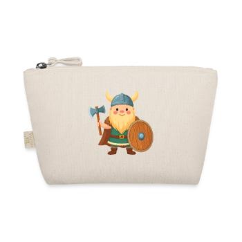 Little cartoon Viking with shield and battle axe - Organic Pouch - nature - Front