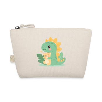 Petit dinosaure de dessin animé avec un ours en peluche – Mignon - Trousse biologique - nature - Devant