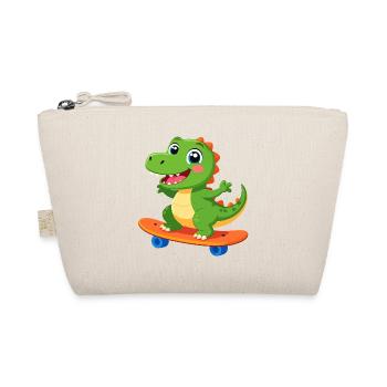 Petit dinosaure vert sur un skateboard – Design cool - Trousse biologique - nature - Devant