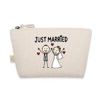 Couple de mariage animé joyeux, tout juste mariés - Trousse biologique - nature - Devant