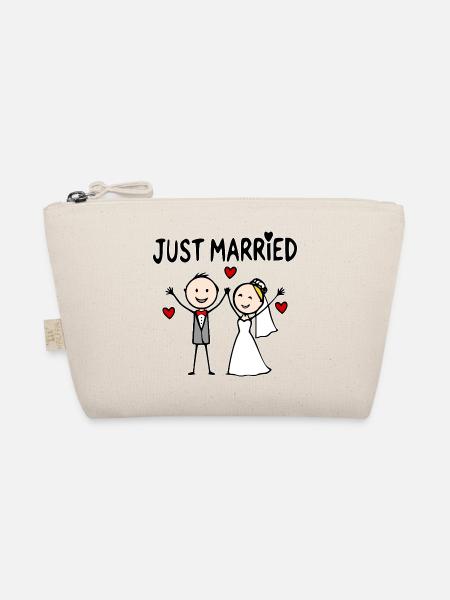 Hochzeitspaar Cartoon fröhlich just married - Bio-Täschchen - Natur