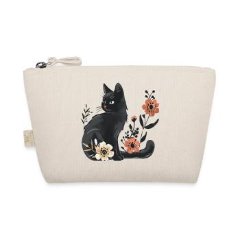 Dunkle Katze zwischen Frühlingsblumen - Bio-Täschchen - Natur - Vorne