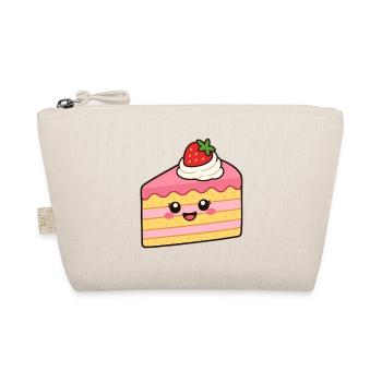 Kawaii Erdbeer-Kuchen Scheibe - Bio-Täschchen - Natur - Vorne