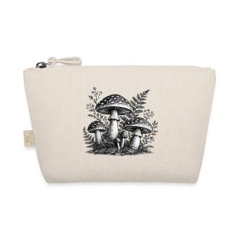 Vintage Waldpilze Linolschnitt - Bio-Täschchen - Natur - Vorne