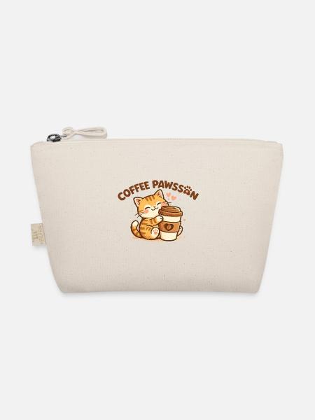 KaffePaws Katzenkuscheltier mit Becher - Bio-Täschchen - Natur