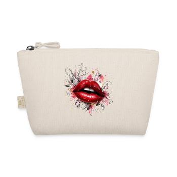 Lèvres rouges avec des losanges et des fleurs - Trousse biologique - nature - Devant