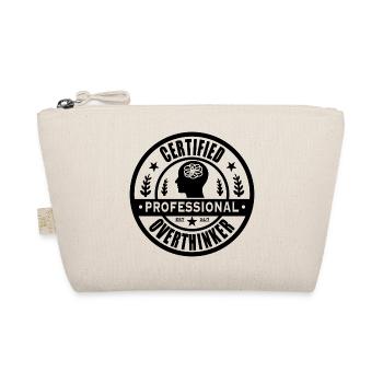 Certified Professional Overthinker – Vintage Badge - Organic Pouch - nature - Front