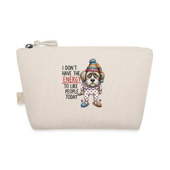 Funny Sleepy Dog Design - Organic Pouch - nature - Front