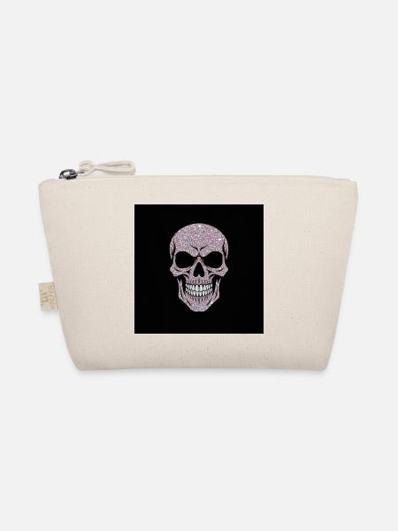 Glittering skull on black - Organic Pouch - nature