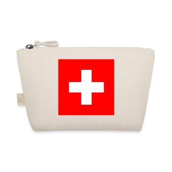Schweizer Fahne: weisses Kreuz auf rot - Bio-Täschchen - Natur - Vorne