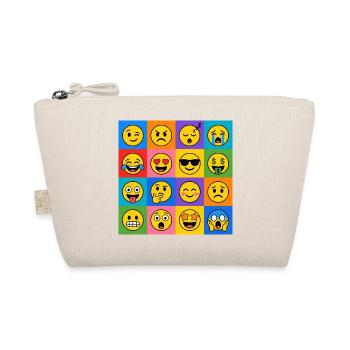 Smilies Grid – 16 bunte Cartoon Gesichter  - Bio-Täschchen - Natur - Vorne
