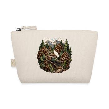 Forest railway steam locomotive in the mountain forest - Organic Pouch - nature - Front
