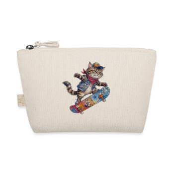 Coole Skater Katze Skateboard Design - Bio-Täschchen - Natur - Vorne