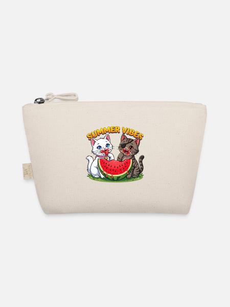 Sommer Katzen mit Wassermelone - Bio-Täschchen - Natur