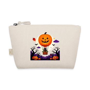 Kürbisballon-Katzen-Halloween-Szene - Bio-Täschchen - Natur - Vorne