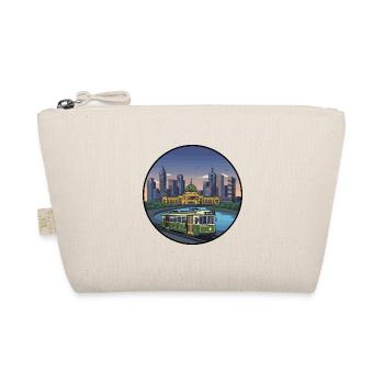 Melbourne City Skyline with Vintage Tram Sticker - Organic Pouch - nature - Front
