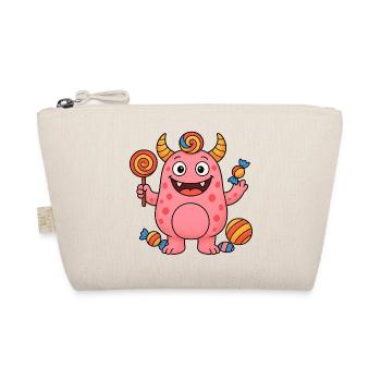 Cute Pink Candy Monster - Organic Pouch - nature - Front