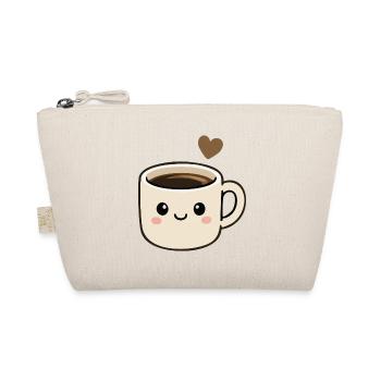 Süße Kawaii-Kaffeetasse mit Herzaufkleber - Bio-Täschchen - Natur - Vorne