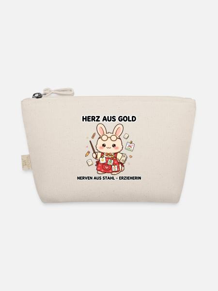 Herz aus Gold Nerven aus Stahl - Erzieherin Hase - Bio-Täschchen - Natur