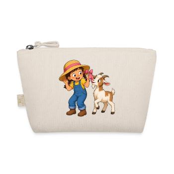 Girl with goat and bow farm motif - Organic Pouch - nature - Front