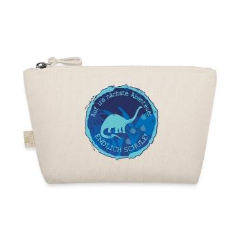 Dino Langhals Schule Abenteuer Emblem – Schulkind - Bio-Täschchen - Natur - Vorne