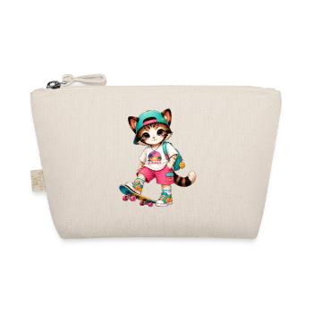 Kitten Summer Skateboarding - Organic Pouch - nature - Front