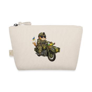Ukraine Combat Kitten on Motorcycle (KZU) - Organic Pouch - nature - Front