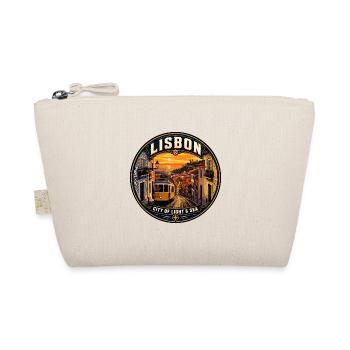 Lisbon Portugal Vintage Travel Badge - Organic Pouch - nature - Front