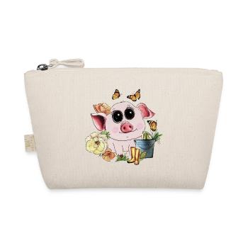 Cute piggy with googly eyes - Organic Pouch - nature - Front