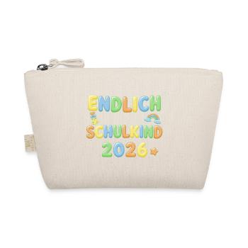 Endlich Schulkind 2026 - Buntes 3D Bubble Design - Bio-Täschchen - Natur - Vorne
