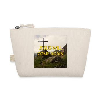 Jesus Will Come Again Mountain Cross Spiritual Gra - Organic Pouch - nature - Front