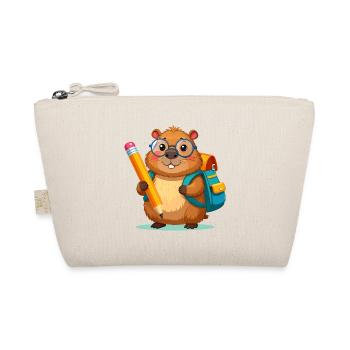 Beaver for school enrollment – start of school with pencil - Organic Pouch - nature - Front