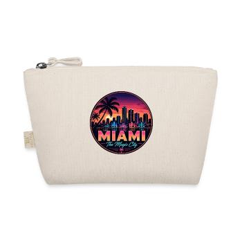 Miami Magic City Retro Sunset Palm Badge - Organic Pouch - nature - Front