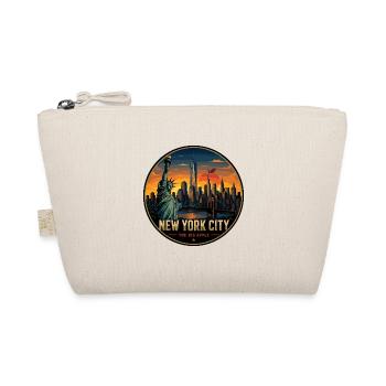New York City Big Apple Retro Skyline Badge - Organic Pouch - nature - Front