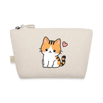Kawaii Cute Orange Tabby Cat With Heart - Organic Pouch - nature - Front
