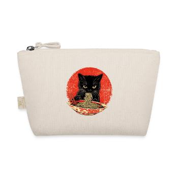 Cat Vintage – Black Cat with Noodles Japan - Organic Pouch - nature - Front