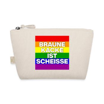 BRAUNE KACKE IST SCHEISSE, NO NZS, NO AFD, WEISS - Bio-Täschchen - Natur - Vorne
