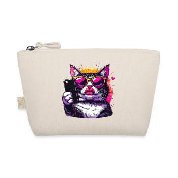 Cool Cat with Sunglasses – Selfie Cat Design - Organic Pouch - nature - Front