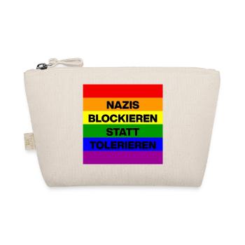 NAZIS BLOCKIEREN STATT TOLERIEREN, LGBTQ COMUNITY - Bio-Täschchen - Natur - Vorne