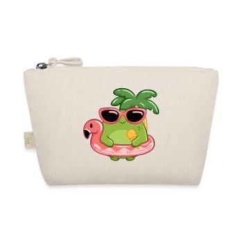 Sommerlicher Frosch mit Sonnenbrille und Flamingo  - Bio-Täschchen - Natur - Vorne
