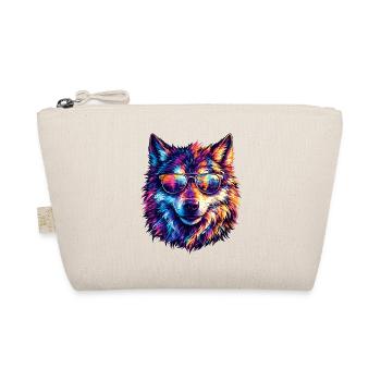 Colored wolf with sunglasses - Organic Pouch - nature - Front