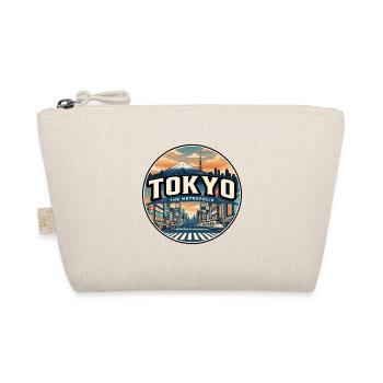 Retro Tokyo Mount Fuji Travel Badge - Organic Pouch - nature - Front