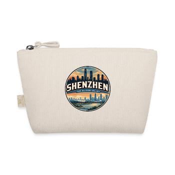 Retro Shenzhen Bay Skyline Badge - Organic Pouch - nature - Front