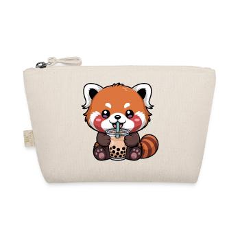 Red Panda Drinking Bubble Tea Kawaii - Organic Pouch - nature - Front