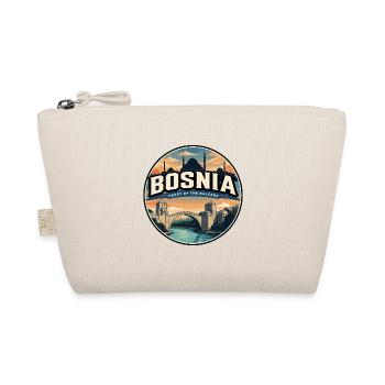 Retro Bosnia Mostar Stari Most Badge - Organic Pouch - nature - Front