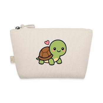Cute Kawaii Turtle With Heart Adorable Animal Love - Organic Pouch - nature - Front