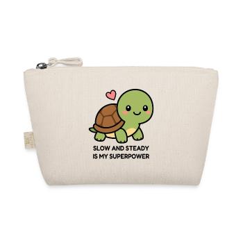 Slow And Steady Is My Superpower Cute Kawaii Turtl - Organic Pouch - nature - Front