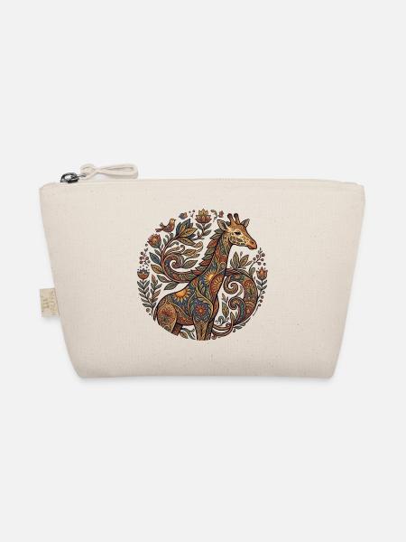 Ornament-Giraffe mit Blütenmuster - Bio-Täschchen - Natur